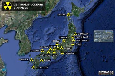 Mappa delle centrali nucleari presenti in Giappone 